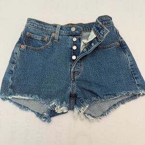 Levi's Blue Frayed Jean Shorts